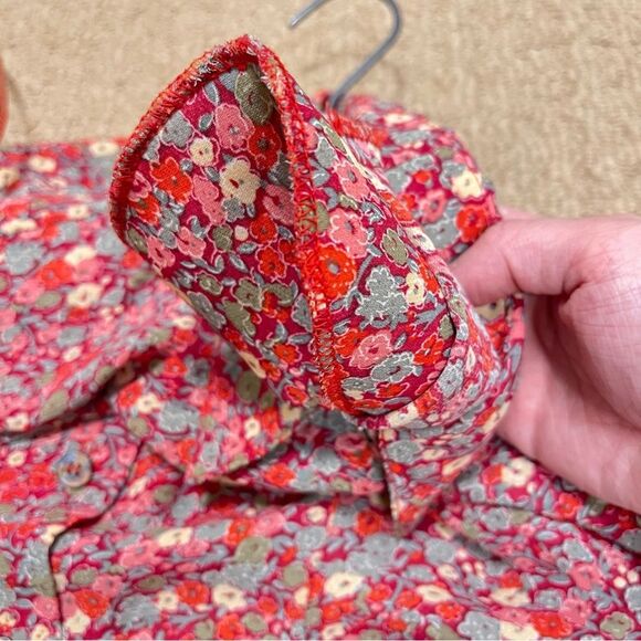 Vintage Floral Button-Up Blouse Red - Picture 8 of 10
